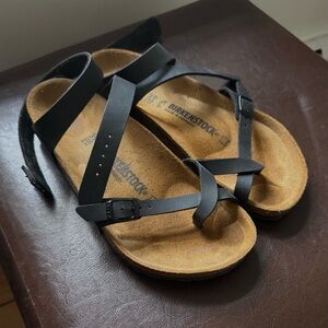 Birkenstock Yara Oiled Leather Black Cross-Strap Sandals